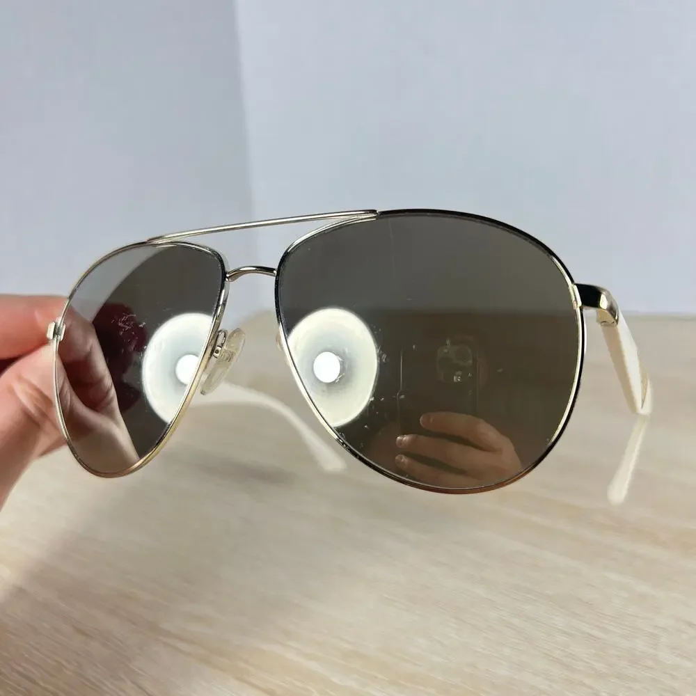 Prada SPR53Q ZVN-1C0 Sunglasses Aviator Gold White Mirrored Lenses 60-13-140